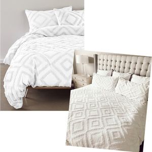 BP Tufted Lattice White Duvet Set - NWT - Full